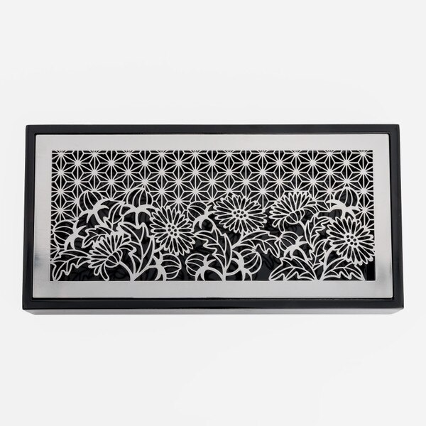 Image of Maki Stainless Tray w/ Black Wooden Stand 10.25" 3