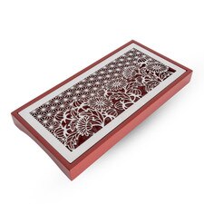 Maki Stainless Tray w/ Red Wooden Stand 10.25"