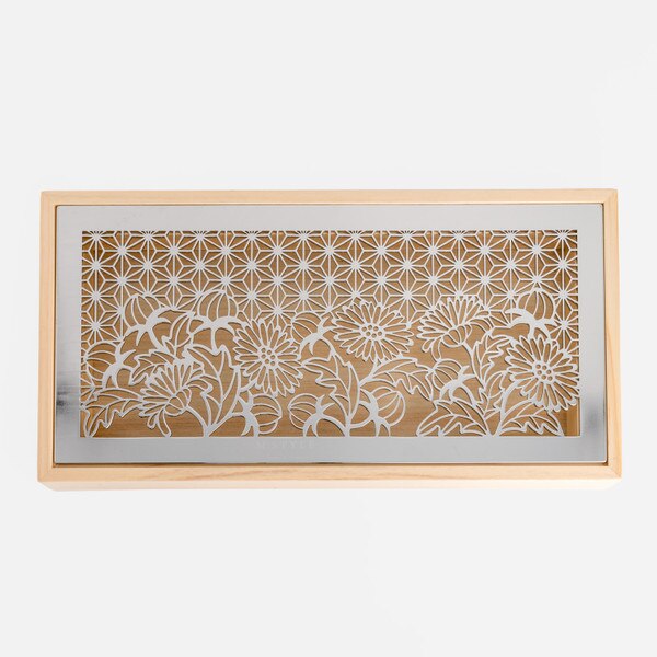 Image of Maki Stainless Tray w/ Natural Wooden Stand 10.25" 3