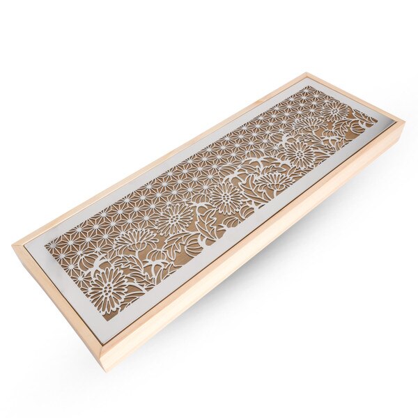 Image of Maki Stainless Tray w/ Natural Wooden Stand 14" 1