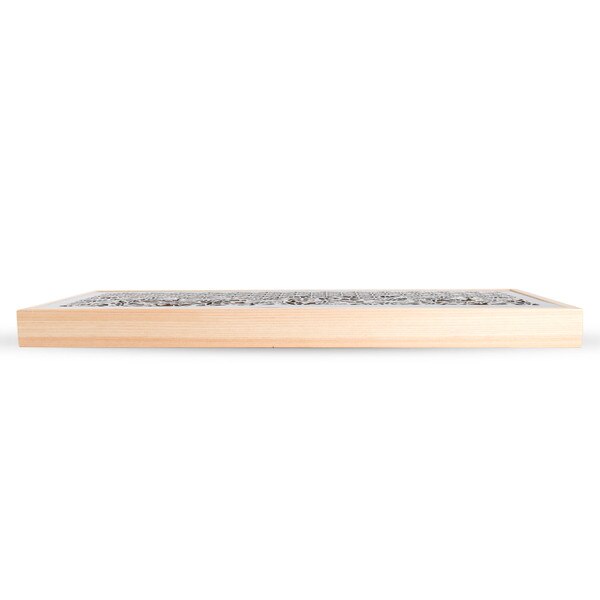 Image of Maki Stainless Tray w/ Natural Wooden Stand 14" 2