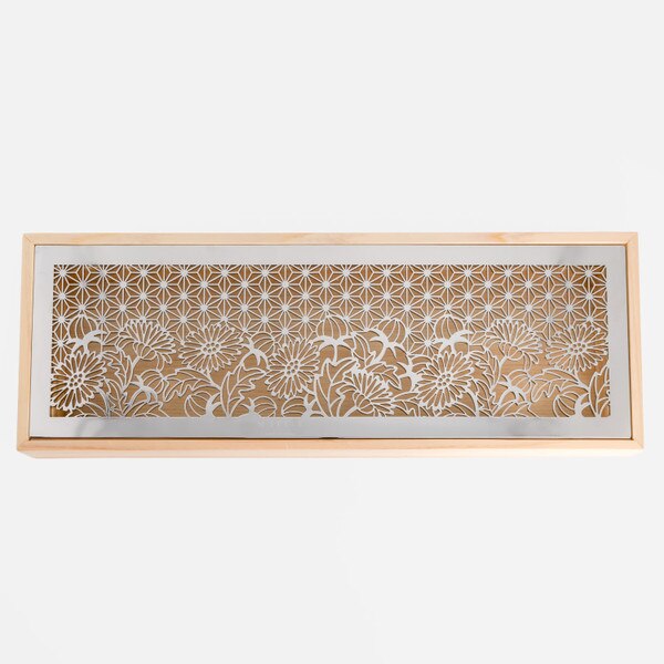 Image of Maki Stainless Tray w/ Natural Wooden Stand 14" 3