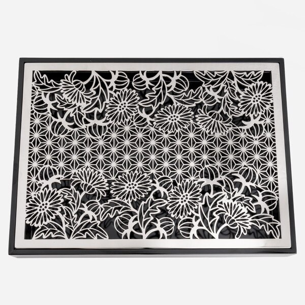 Image of Maki Stainless Tray w/ Black Wooden Stand 14" 3