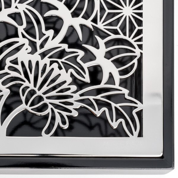 Image of Maki Stainless Tray w/ Black Wooden Stand 14" 4