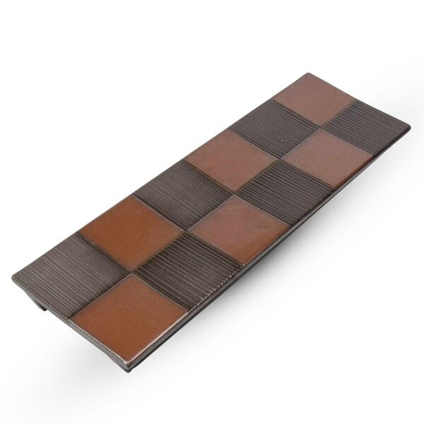 Image of Checkboard Black Raised Rectangular Plate 12.5" 1