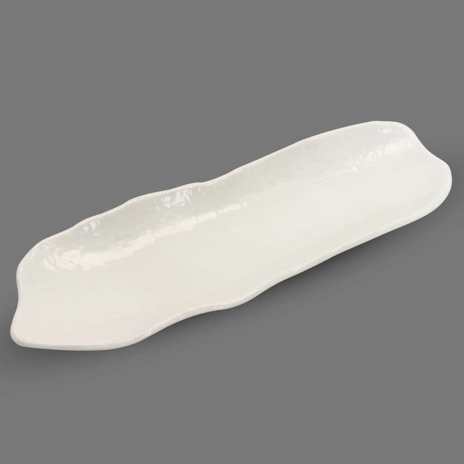 Ivory White Boulder Abstract Plate 13.25