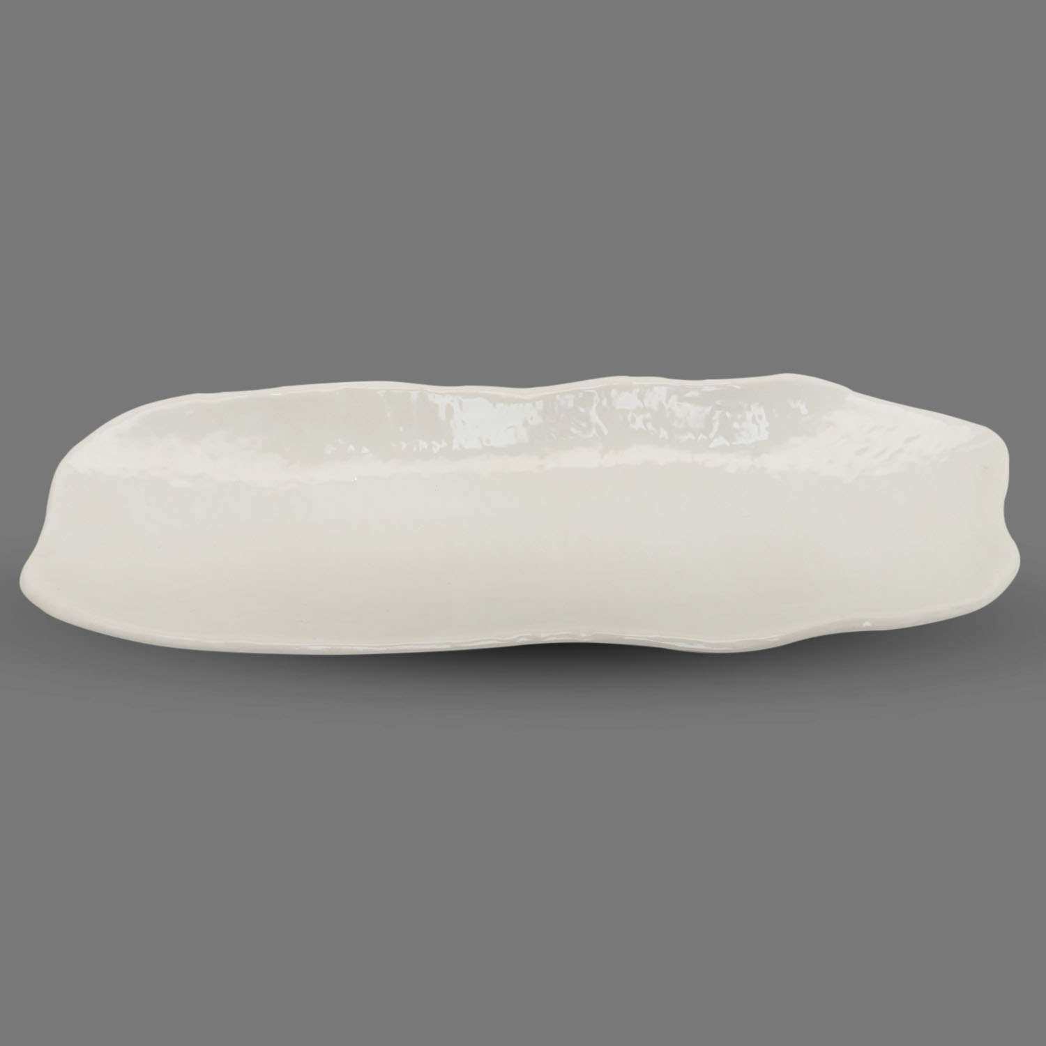 Ivory White Boulder Abstract Plate 13.25