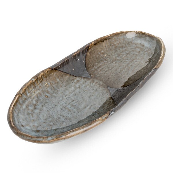 Image of Gray Textured Abstract Oval Plate 13.25" 1