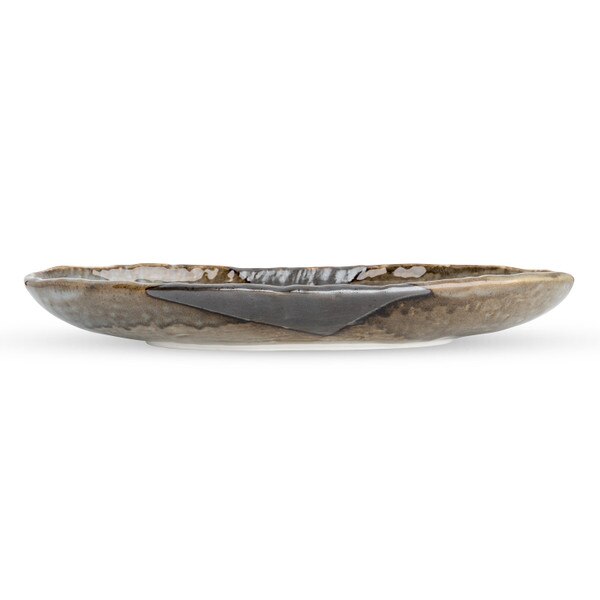 Image of Gray Textured Abstract Oval Plate 13.25" 2