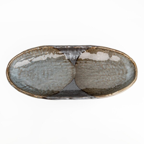 Image of Gray Textured Abstract Oval Plate 13.25" 3