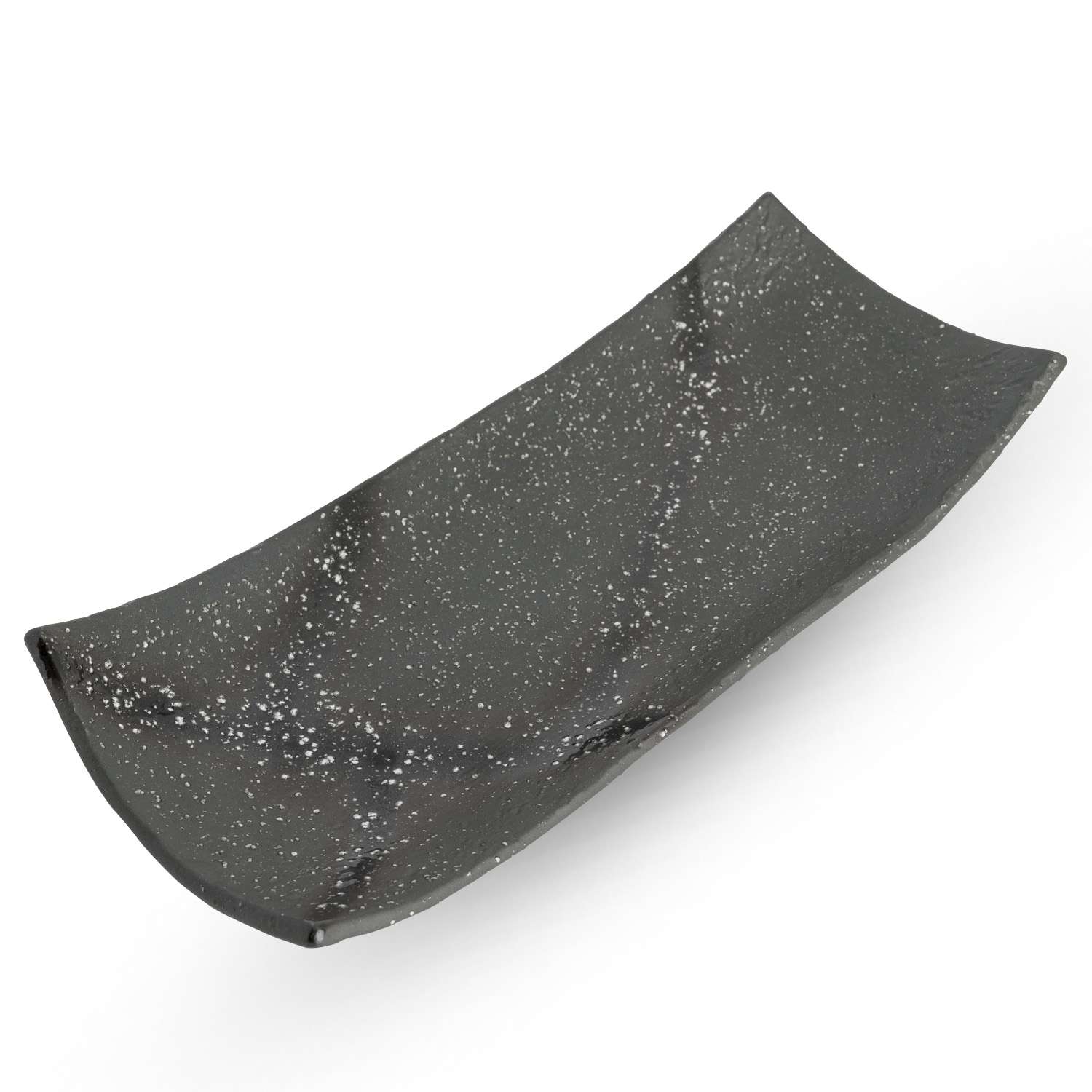 Mikage Black Speckled Footed Rectangular Plate 8.5