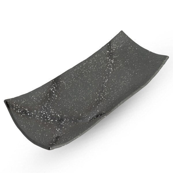 Image of Mikage Black Speckled Rectangular Plate 11" 1