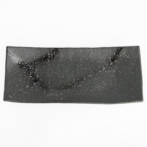 Image of Mikage Black Speckled Rectangular Plate 11" 3