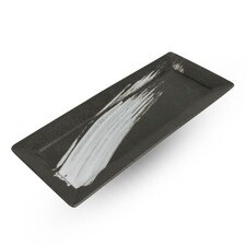 Hake Brushstroke Black Rectangular Plate 11.5"