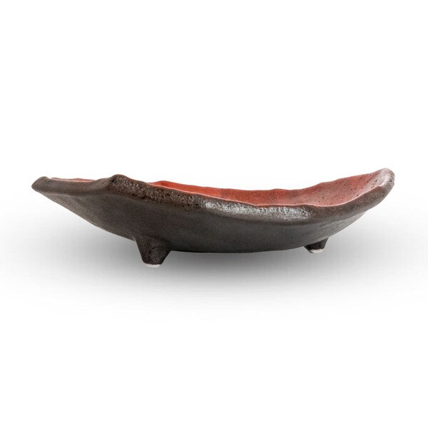 Image of Red Footed Abstract Plate 9" 2