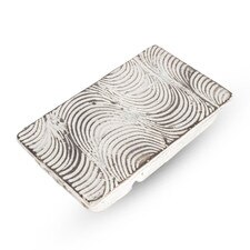 Wavy White Textured Raised Rectangular Plate 7"