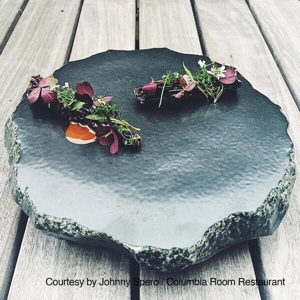 Image of Black Slate Raised Abstract Plate 8.5" 4