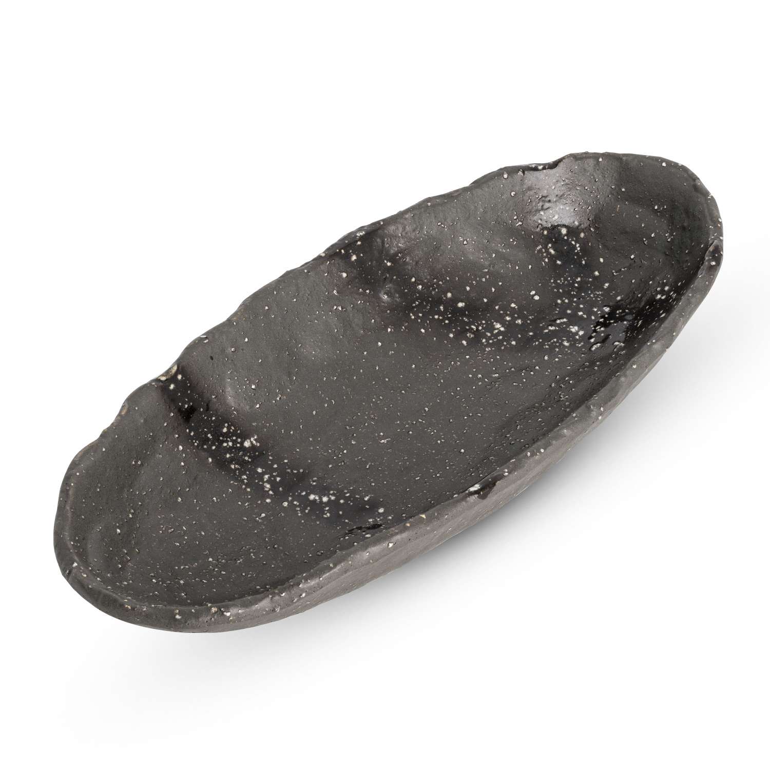 Mikage Black Speckled Oval Plate 8.75