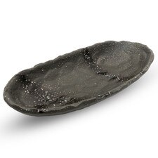 Mikage Black Speckled Oval Plate 8.75"