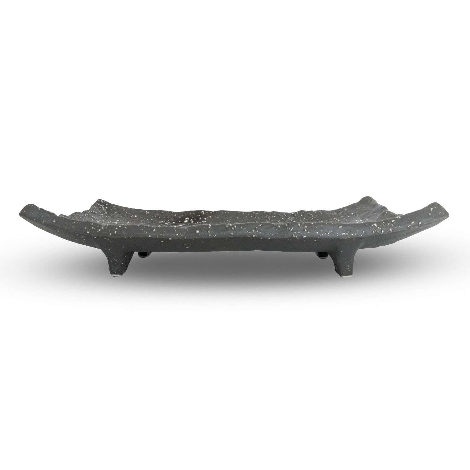 Mikage Black Speckled Footed Rectangular Plate 8.5