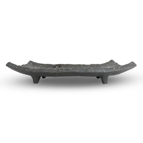 Image of Mikage Black Speckled Footed Rectangular Plate 8.5" 2