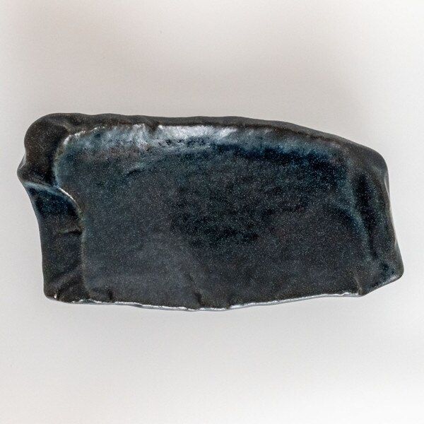 Image of Navy Blue Footed Abstract Plate 9" 3