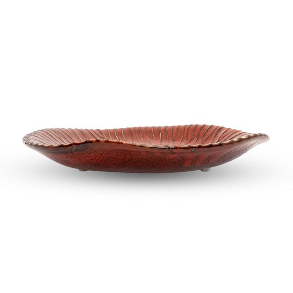 Image of Shuin Red Footed Abstract Plate 10" 2