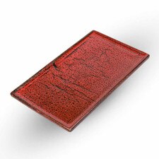 Shuin Red Raised Rectangular Plate 8.5"