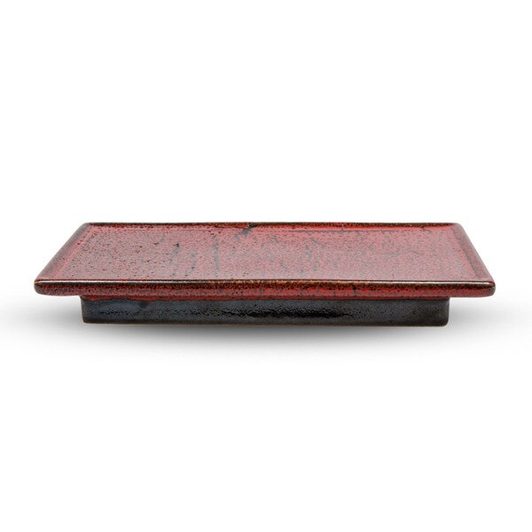 Image of Shuin Red Raised Rectangular Plate 8.5" 2