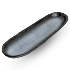 Black and White Oval Plate 12.25"