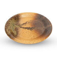 Shigaraki Oribe Brown Round Plate 11"