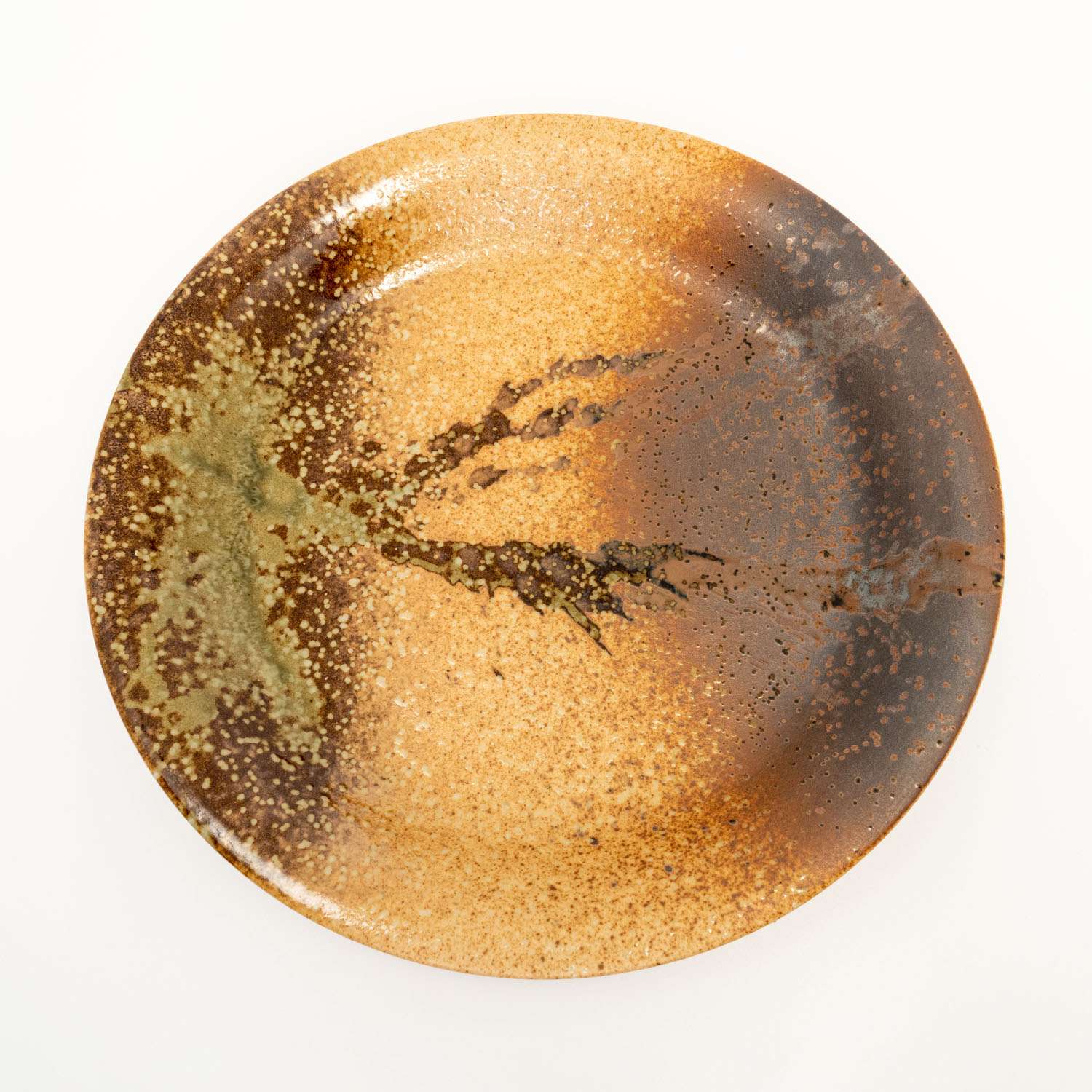 Shigaraki Oribe Brown Round Plate 11