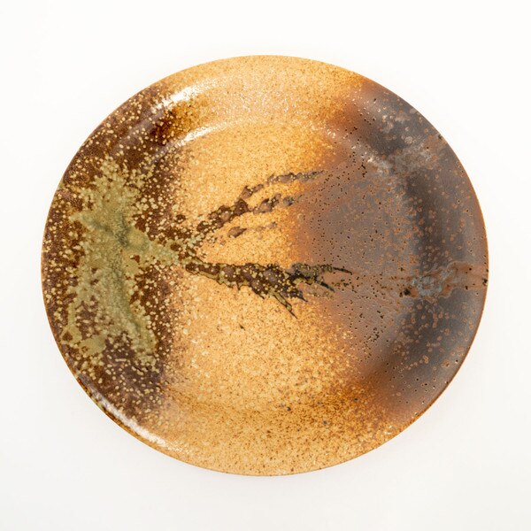 Image of Shigaraki Oribe Brown Round Plate 11" 3