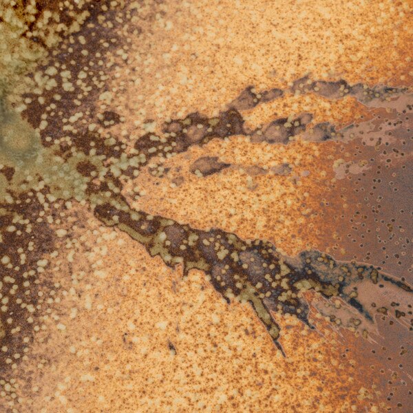 Image of Shigaraki Oribe Brown Round Plate 11" 4