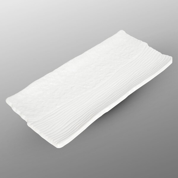 Image of White Textured Rectangular Plate 13" 1