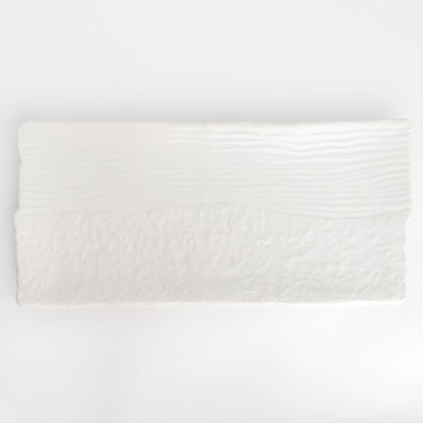 Image of White Textured Rectangular Plate 13" 3