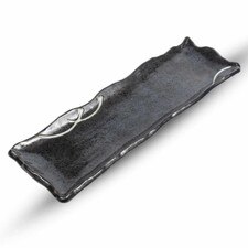 Gray Shiroicchin Wave Rim Rectangular Platter