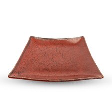 Shuin Red Square Plate 9.25"