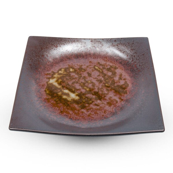 Image of Rust Brown Square Plate 9" 1