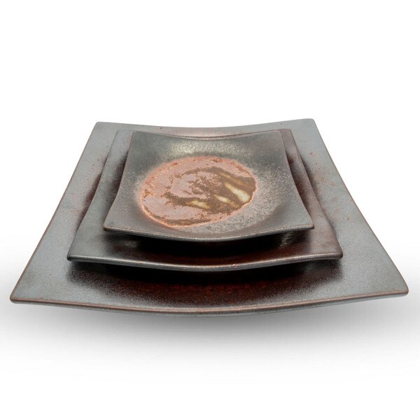 Image of Rust Brown Square Plate 9" 4