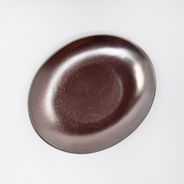 Image of Ginshu Metallic Red Oval Plate 7.25" 3