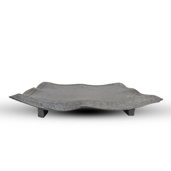 Image of Kokugama Gray Spotted Footed Rectangular Plate 15.25" 2
