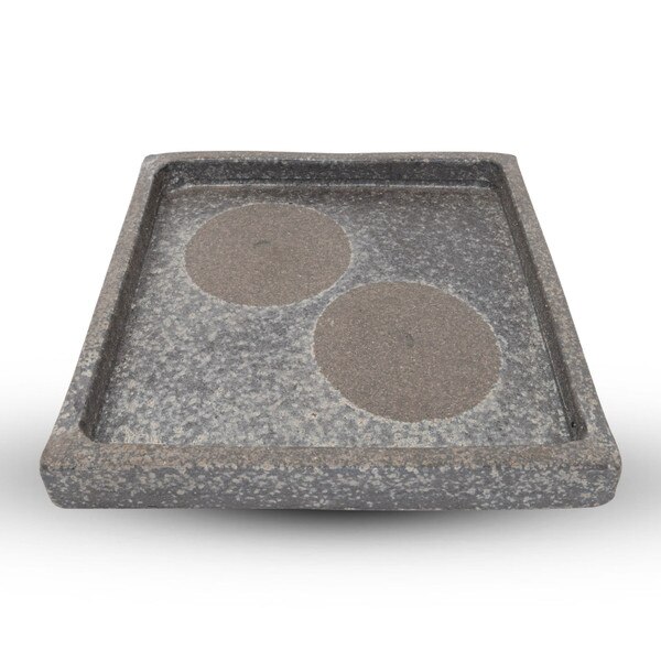 Image of Kokugama Gray Reversible Raised Square Plate 8" 2