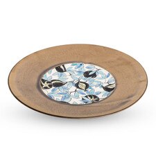 Textured Bronze Fig Blue Round Plate 11.25"