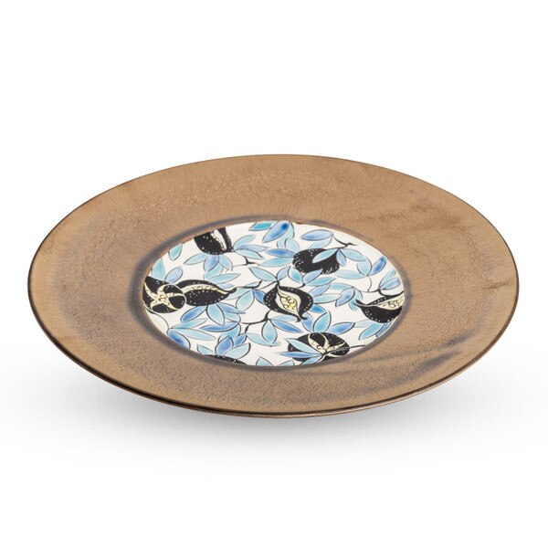 Image of Textured Bronze Fig Blue Round Plate 11.25" 1