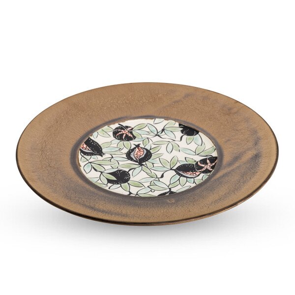Image of Textured Bronze Fig Green Round Plate 11.25" 1