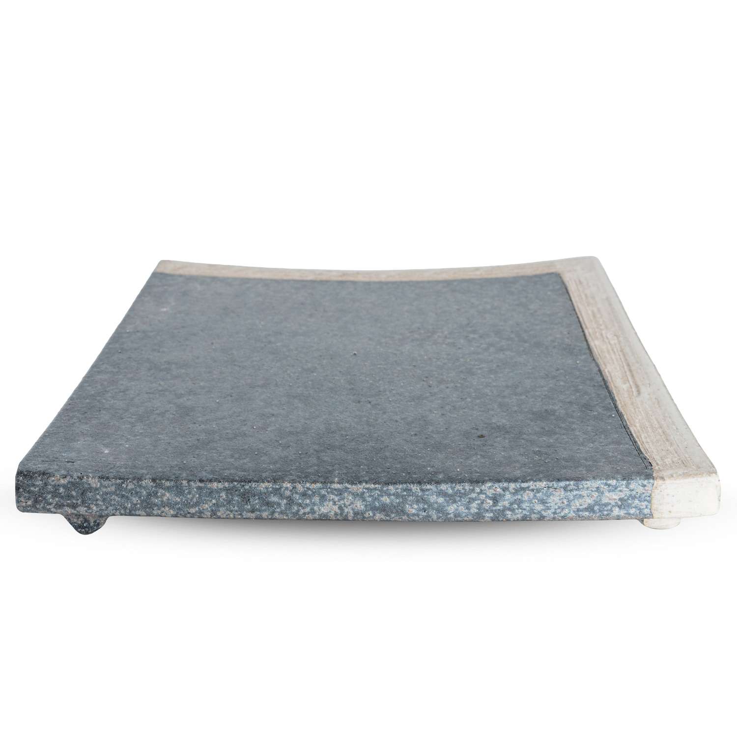 Kokugama Gray White Footed Square Plate 8.75