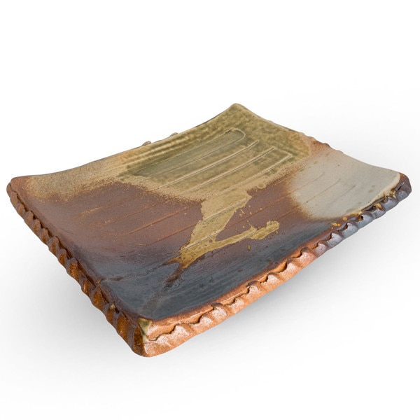 Image of Furu Shigaraki Footed Rectangular Plate 13" 1