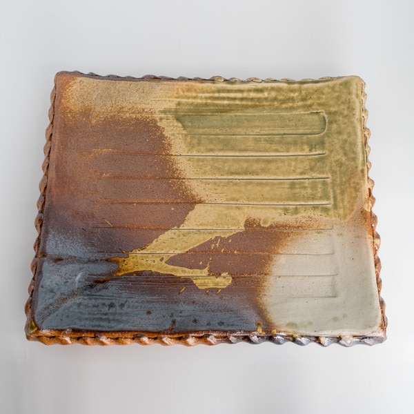 Image of Furu Shigaraki Footed Rectangular Plate 13" 3