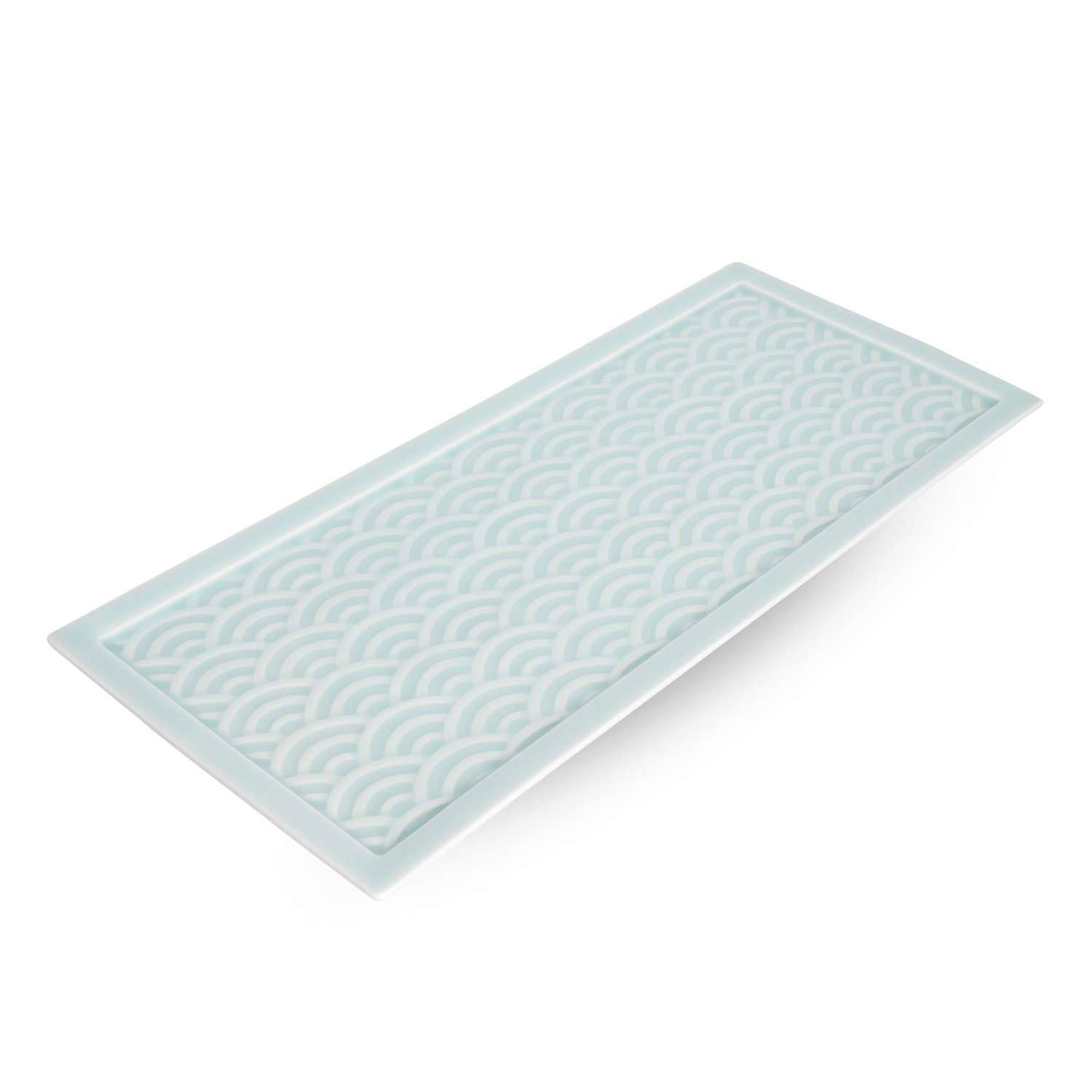 Light Green Wave Rectangular Plate 14.75